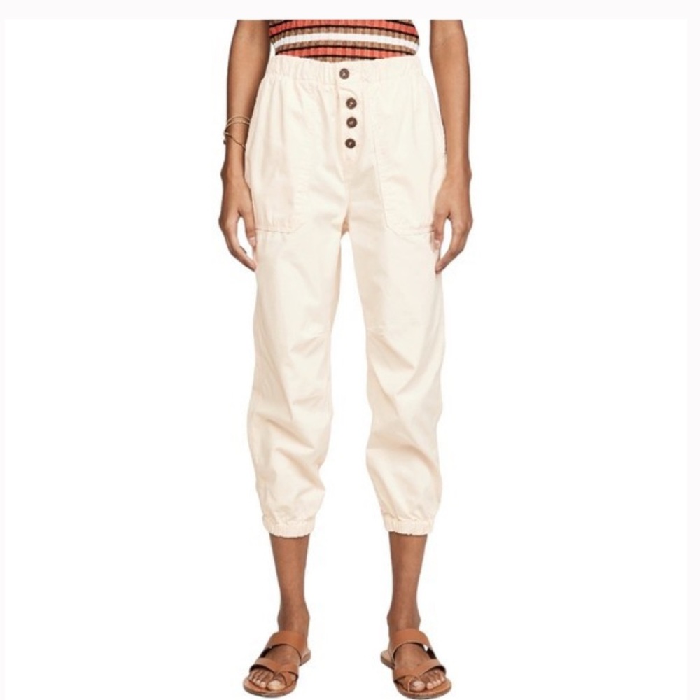 Free People Women's Cream Cadet‎ Pull On Jogger Pants size medium